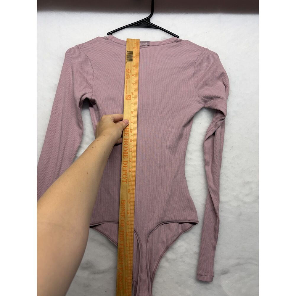 SKIMS long sleeve henley bodysuit cotton jersey size small light pink dusk - Picture 9 of 10